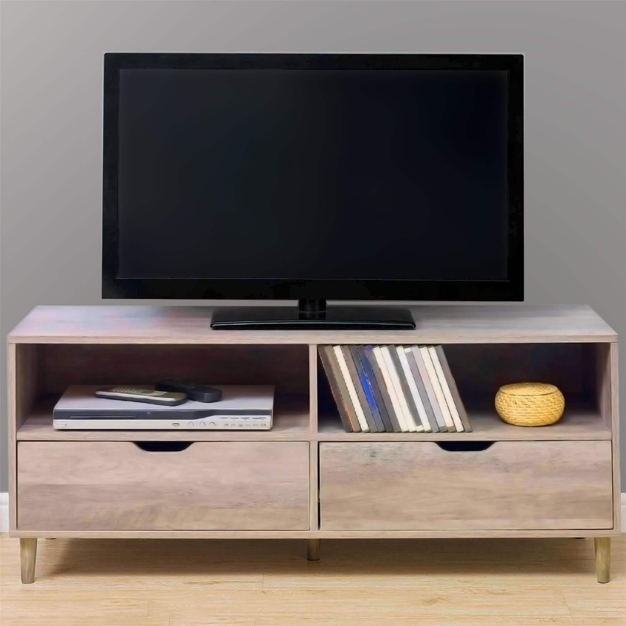 Kadyn MDF TV Stand, Modern Entertainment Center with 2 Drawer and Open Shelves, TV Console Table for TVs up to 55" , Oak