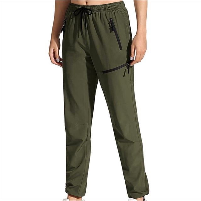 Pantalones de Senderismo para Mujer, de Secado Rápido, Ligeros, con Cintura Elástica Impermeable, para Todas las Estaciones Verde XXL