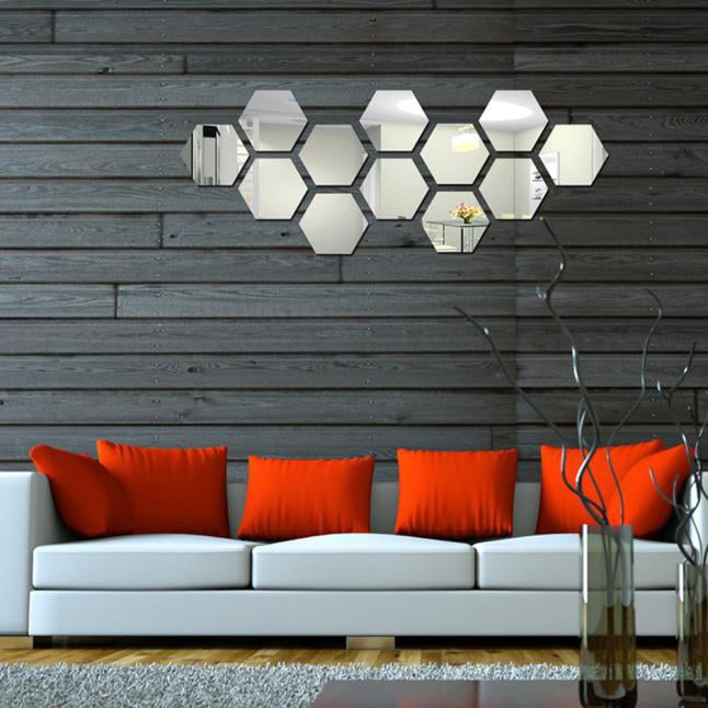 Details about   12 Pcs 3D Mirror Hexagon Vinyl DIY Removable Wall Sticker Decal Home Art Décor