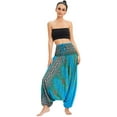 thumbnail image 2 of Combinaison Pantalon Bohème Harem pour Femmes 2 en 1 en Rayonne à Taille Smockée, 2 of 6