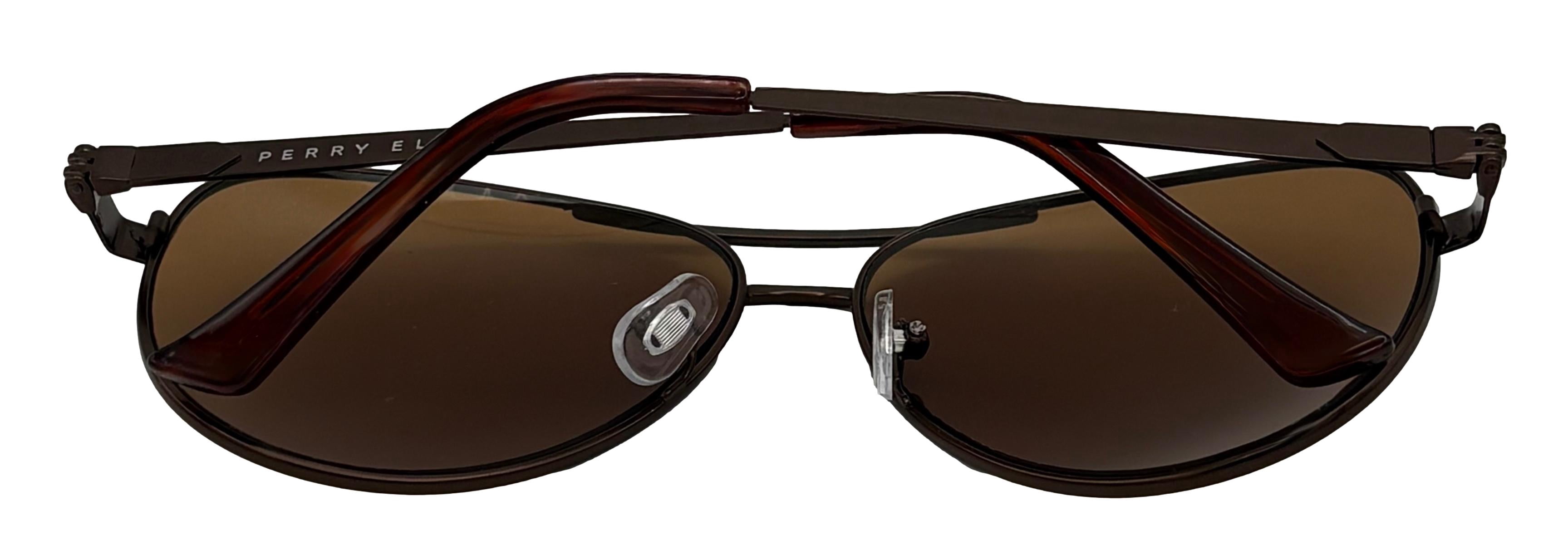 Perry Ellis Brown Men Sunglass Metal Aviator Brown, Brown Lens PE78 1