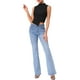 thumbnail image 2 of Top sin mangas asimétrico con brillo para mujer, cuello alto, blusa negra L, 2 of 6
