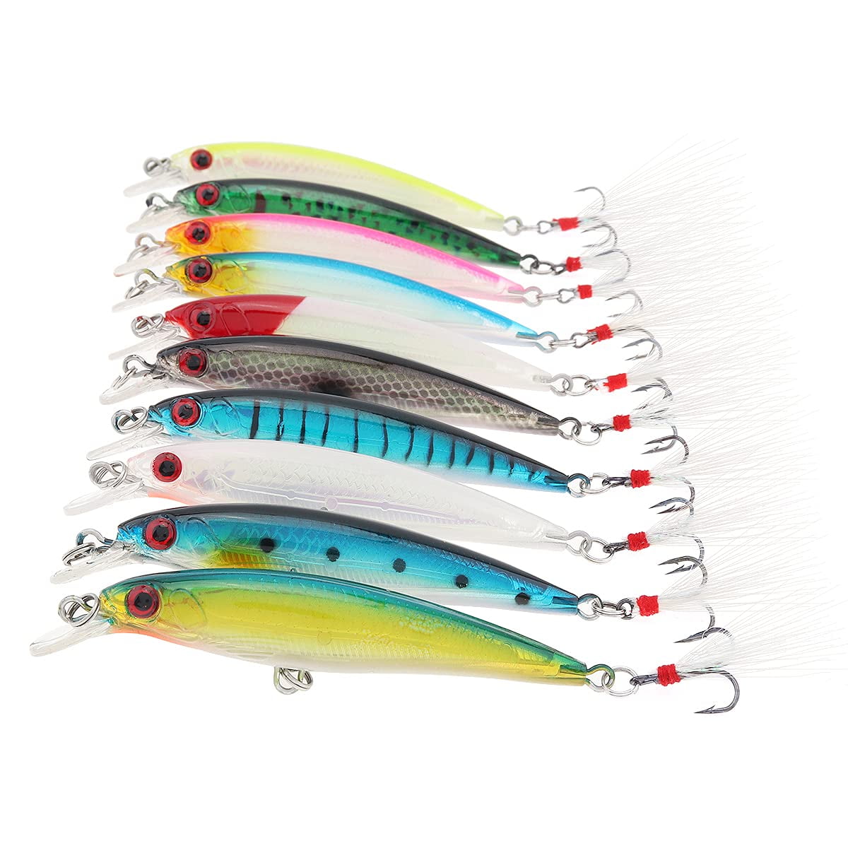 3D Artificial Minnow Fishing Lures 10pcs Hard Bait Swimbait Bass Crankbait