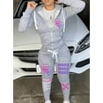 thumbnail image 1 of LovelyWholesale Long Sleeve Hooded Collar Letter Print Kangaroo Pocket Women's Tracksuit Set, 1 of 6