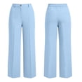 thumbnail image 5 of Htigea Women's Straight Leg Work Pants Half Elastic Waist Business Work Trousers Solid Color Daily Commute Pant with Pockets Blue XXL, 5 of 9