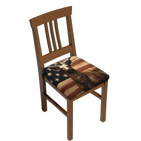 

Sigee Deer American Flag Vintage for Square Chair Cushion Covers for Furniture Protector Couch Cushion Slipcovers-Four Pieces