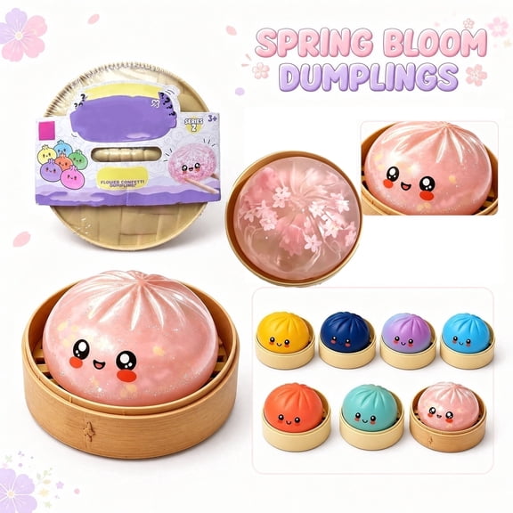 Halloween Flower Confetti Dumpling Squishy, 2026 Bao Bun Summerween Mystery Dumpling Flower Confetti Dumpling Squishies Ball with Steamer Box, Dumplings Squeezable Balls Stress Relief Sensory(Random)