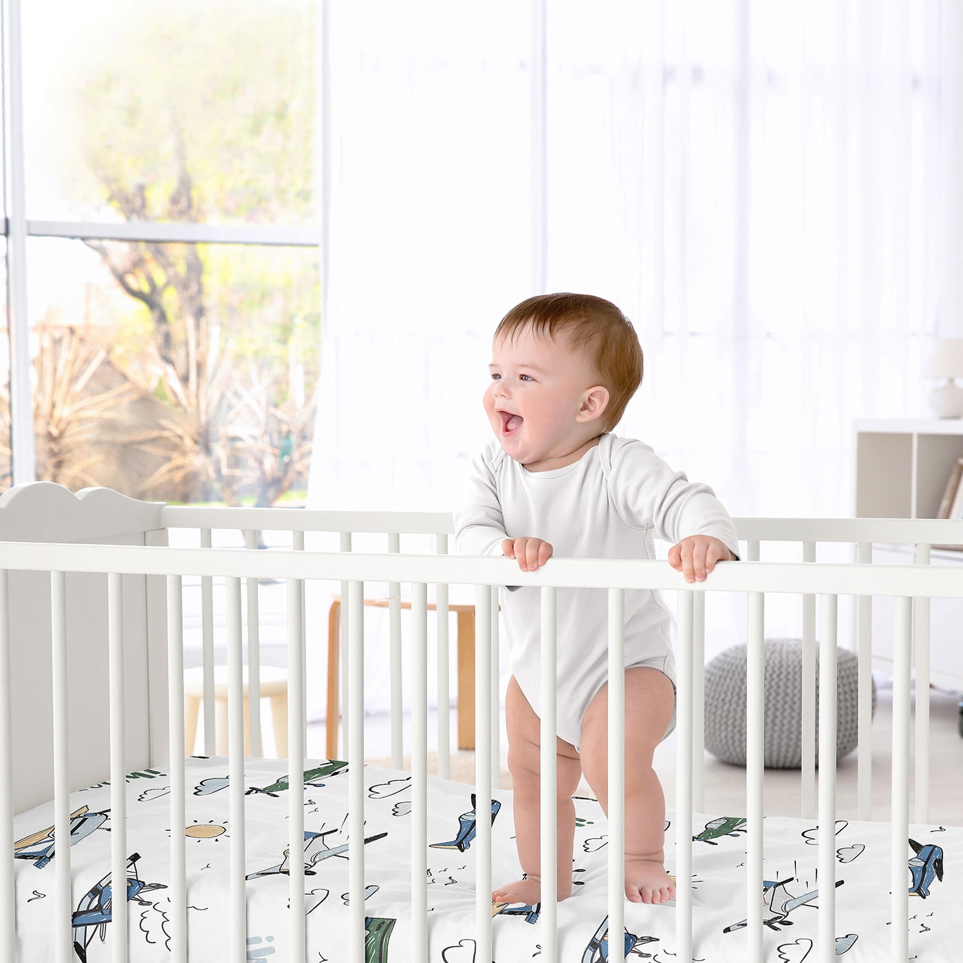 Sweet Jojo Designs Airplane Green and Blue Boy Fitted Crib Sheets 2 Piece Set