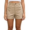 thumbnail image 2 of JUSLIO Shorts for Women,Suit Shorts,Lightweight with Pockets High Waist 5" Mid-Length Shorts,Twill,Khaki,Size L, 2 of 6
