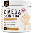 thumbnail image 3 of Chew + Heal Omega Skin and Coat Supplement - 180 Soft Chews - Chicken Flavor- Salmon Fish Oil Treat for Dogs and Cats, 3 of 10