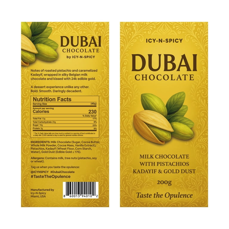 Icy-N-Spicy Dubai Chocolate Bar with Pistachio Cream and Kadayif