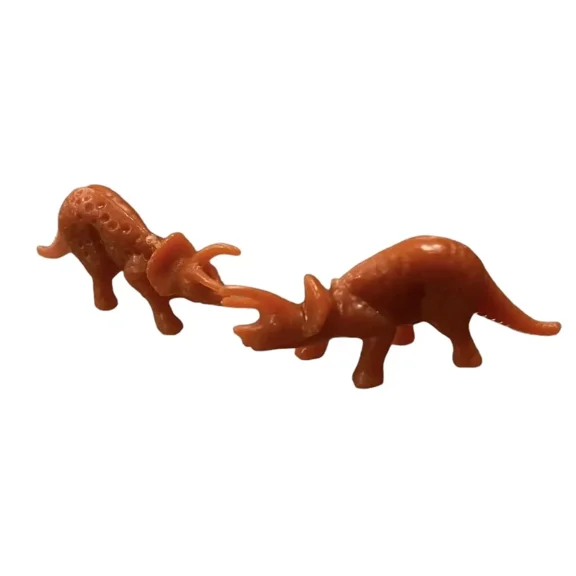 2x Toy Street Marx Stegosaurus Prehistoric RED Hard Plastic Dinosaur 3.5" Figure