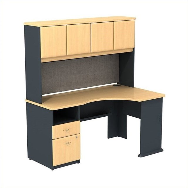 Bush Business Series un Bureau d'Angle de 60" avec Hutch et Piédestal