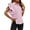 Pink, variant on Women Ruffle Button Down Shirts Short Sleeve Lapel Tops Blouse