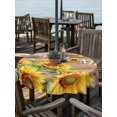 thumbnail image 3 of Outdoor Tablecloth with Umbrella Hole Zipper Sunflowers Farmhouse Round Tablecloth 54" Waterproof Outside Table Cloth Country Botanical Floral Wooden Patio Table Cover Tablecloths for Picnic Party, 3 of 8