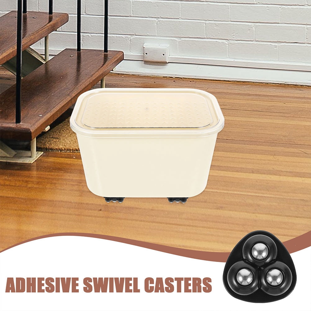 EXHUMKY Universal Adhesive Swivel Casters 14Pcs Black ABS Steel Heavy Duty Replacement Wheels for Home Furniture