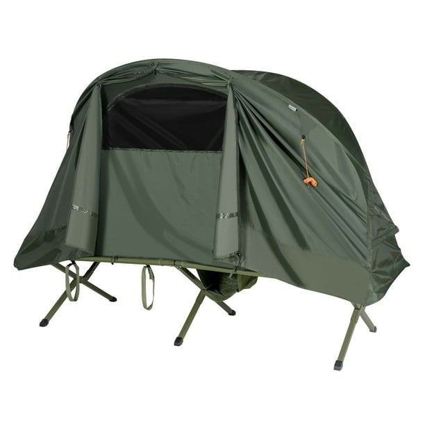 Gymax 1 Person Outdoor Camping Tent Cot Compact Elevated Tent Set W External Cover Green Walmart