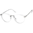 thumbnail image 3 of zeroUV Unisex Ornate Engraved Metal Nose Bridge Temple Clear Lens Round Glasses 47mm (Shiny Clear-Silver / Clear) - 47mm, 3 of 5