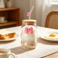 thumbnail image 6 of Glass Cup with Lid and Straw, Clear Drinking Cup with Butterfly Decoration, Reusable Glass Tumbler for Iced Coffee and Cold Brew, Compact 450ml Beverage Cup for Home, Office, and Outdoor Use, 6 of 6