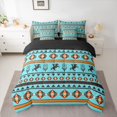 thumbnail image 2 of Homewish Retro Boho Tribal 7-Piece Twin Bedding Sets,Rustic Farmhouse Horse Bedding Comforter Set,Cyan Orange Sheet Sets For Boy Kids,Ultra Soft Home Decor Reversible, 2 of 8