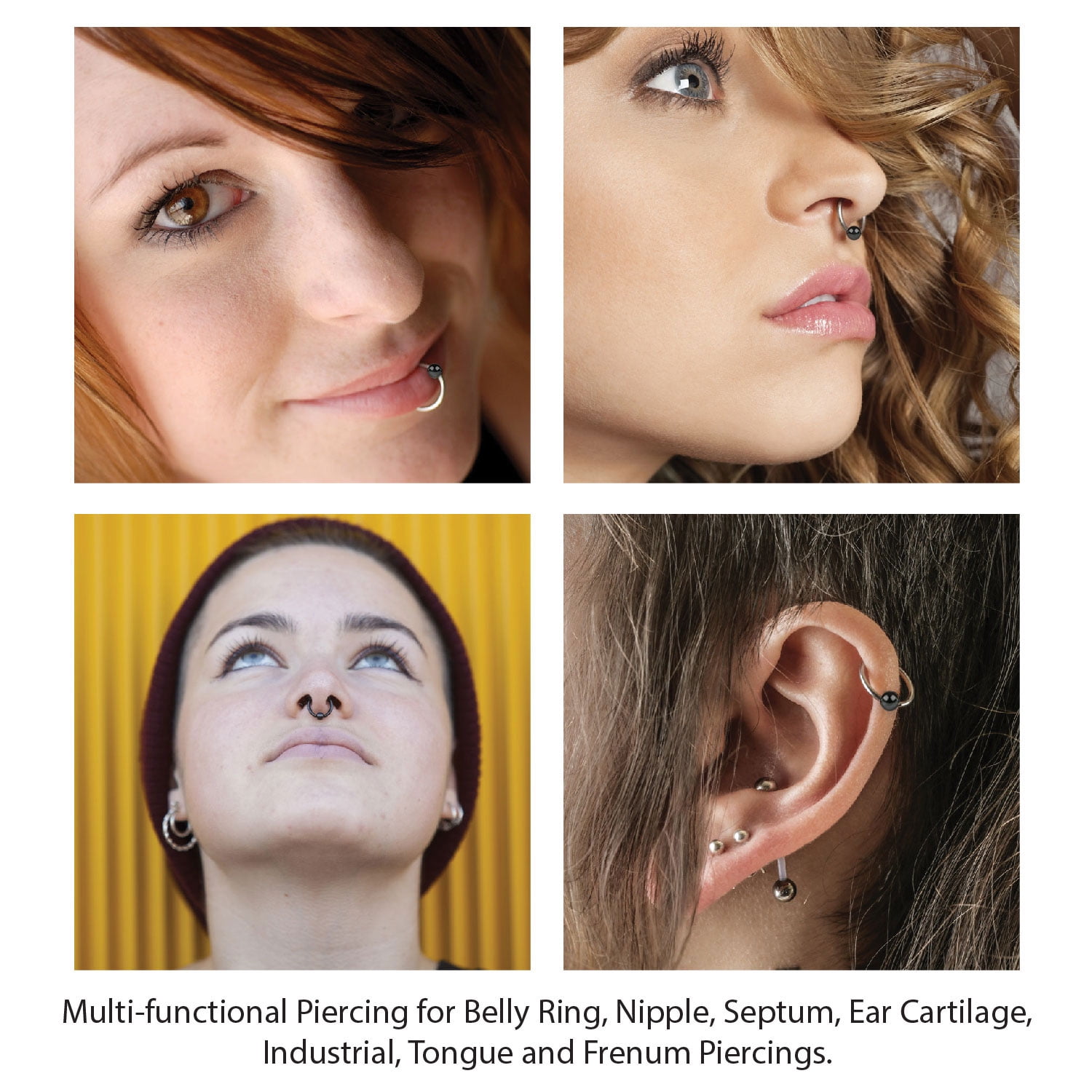 BodySparkle Body Jewelry Double Jeweled Industrial Barbell Piercing Earring 14g 1 /& 1//8 inch-28mm Pink 4mm End Balls