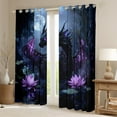 thumbnail image 2 of Castle Fairy Black Purple Dragon Black Out Curtains for Kids Children Teens,Chic Floral Lotus Curtains Pack of 2 (42x63 Each),Abstract Flower Animal Bedroom Curtains,Luxury Bedroom Decor, 2 of 6