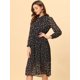 thumbnail image 3 of Vestido Maxi De Manga Larga Con Cuello De Lazo Floral Para Mujer Negro S, 3 of 5