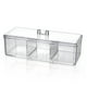 thumbnail image 1 of Caja de almacenamiento de cosméticos con almohadilla de algodón de 3 rejillas, dispensador de bolas de bastoncillos de algodón impermeable, organizador de maquillaje transparente acrílico, 1 of 8
