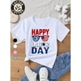 thumbnail image 1 of Kids' Cotton Labor T-Shirt - Patriotic American Flag & Fireworks Print, Regular Fit Round Neck, All-Season Casual Wear for Boys & Girls, Cute T Shirts, School Event Clothing, Playful Design, 1 of 6