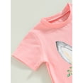thumbnail image 5 of Genuiskids Toddler Baby Girl Easter Outfits 1 2 3 4 5 Years Kids Girl Summer Outfits Short Sleeve Bunny Ears Print T-shirt Tops Flare Pants Little Girl Bell Bottoms Clothes Set, 5 of 9