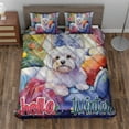 thumbnail image 2 of Watercolor Hello Winter Maltese Chill Christmas Welcome Quilt Bedding Set Maltese Dog Lover Gifts Idea 1 Blanket Bed Cover 2 Pillowcases - 00016, 2 of 5