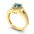 thumbnail image 2 of Clara Pucci 14K Yellow Gold 1.49ct BlueMoissanite Halo Ring for Women, 2 of 8
