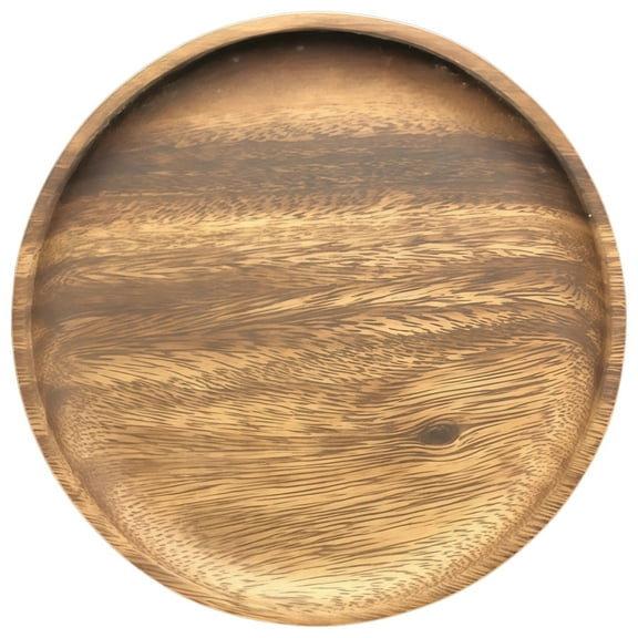 Walnut Wood Charger Plates, Round Serving Tray with Handles, 7.9 in / 20 cm, Long-Lasting, Unique Natural Wood Grain, Great for Dinner Plates, Serving, and Decorative Use