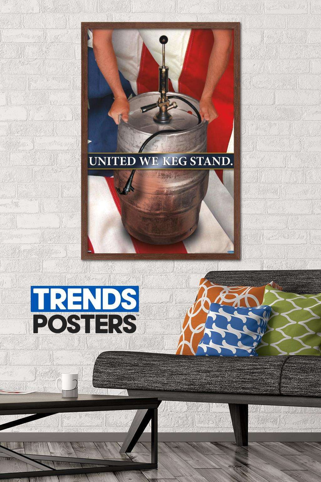 United We Keg Stand Wall Poster, 22.375" x 34", Framed