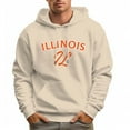 thumbnail image 4 of Men's 100% Cotton Orange ILLINOIS Hoodie 330g Thick Pocket Hood, 4 of 16