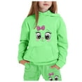 thumbnail image 1 of FhsagQ Ensembles pour Filles Mode pour Enfants Décontractée Imprimée Haut à Capuche à Manches Longues Chandail à Capuchon Pantalon Ensemble Fillette Tenues de Printemps 6T Vert Printemps 6-7 Ans, 1 of 4
