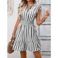 thumbnail image 3 of EASYBRA Women Striped V Neck Wrap Midi Dress Sleeveless High Waist Summer Elegant Casual Vacation Dress, 3 of 8