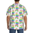 thumbnail image 3 of Sikiie Rainbow Llama Men's Wrinkle Free Untucked Cuban Shirt Business Casual Button Down Shirts Short Sleeve Shirt3X-Large, 3 of 5