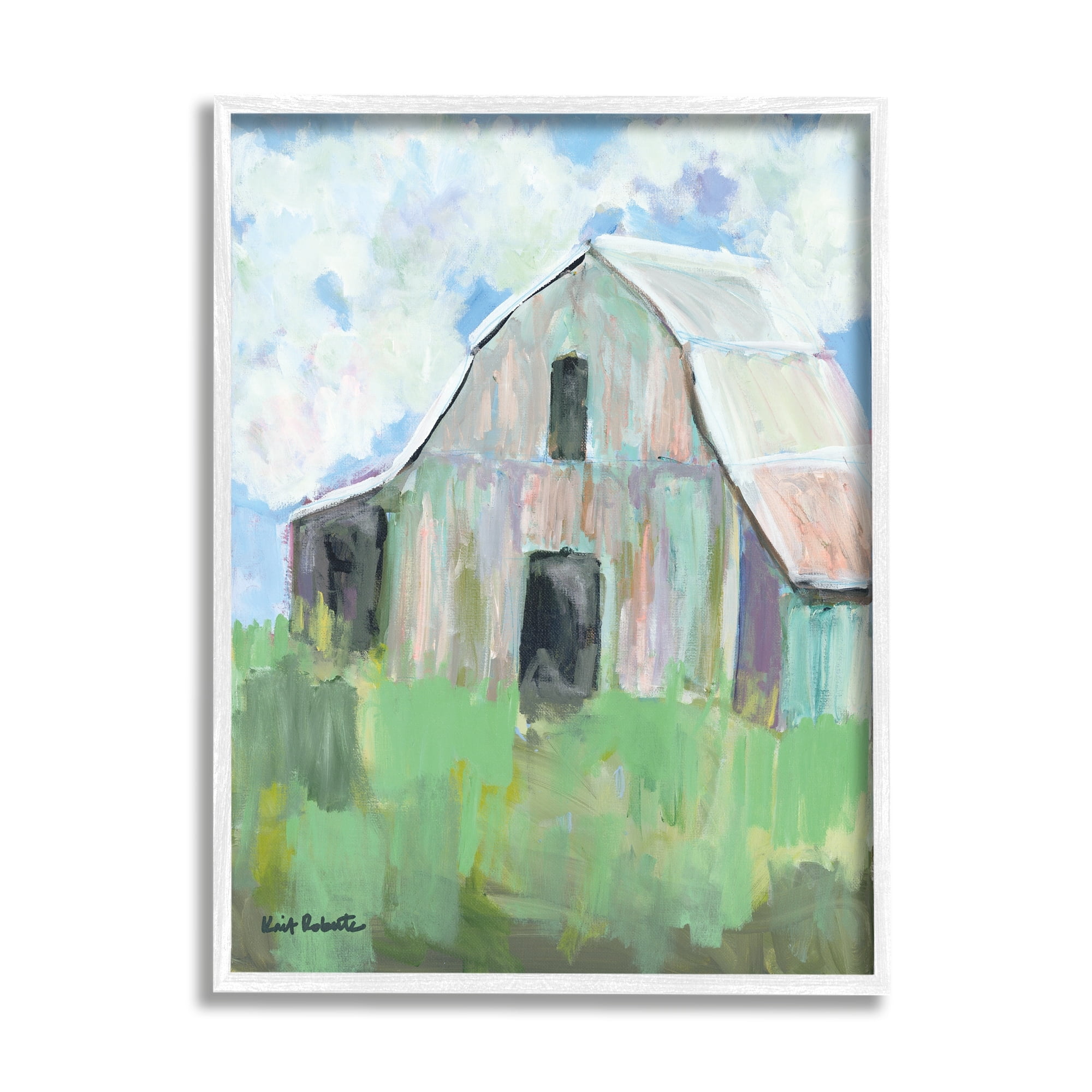 Stupell Industries Rural Barn Tall Grass Countryside Impressionistic Painting,11 x 14, Design by Kait Roberts
