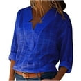 thumbnail image 2 of LEAVINGSUO Womens Plus Size $5 Womens Ladies Long Sleeve Shirt Casual Loose Solid Color Blouse, 2 of 5