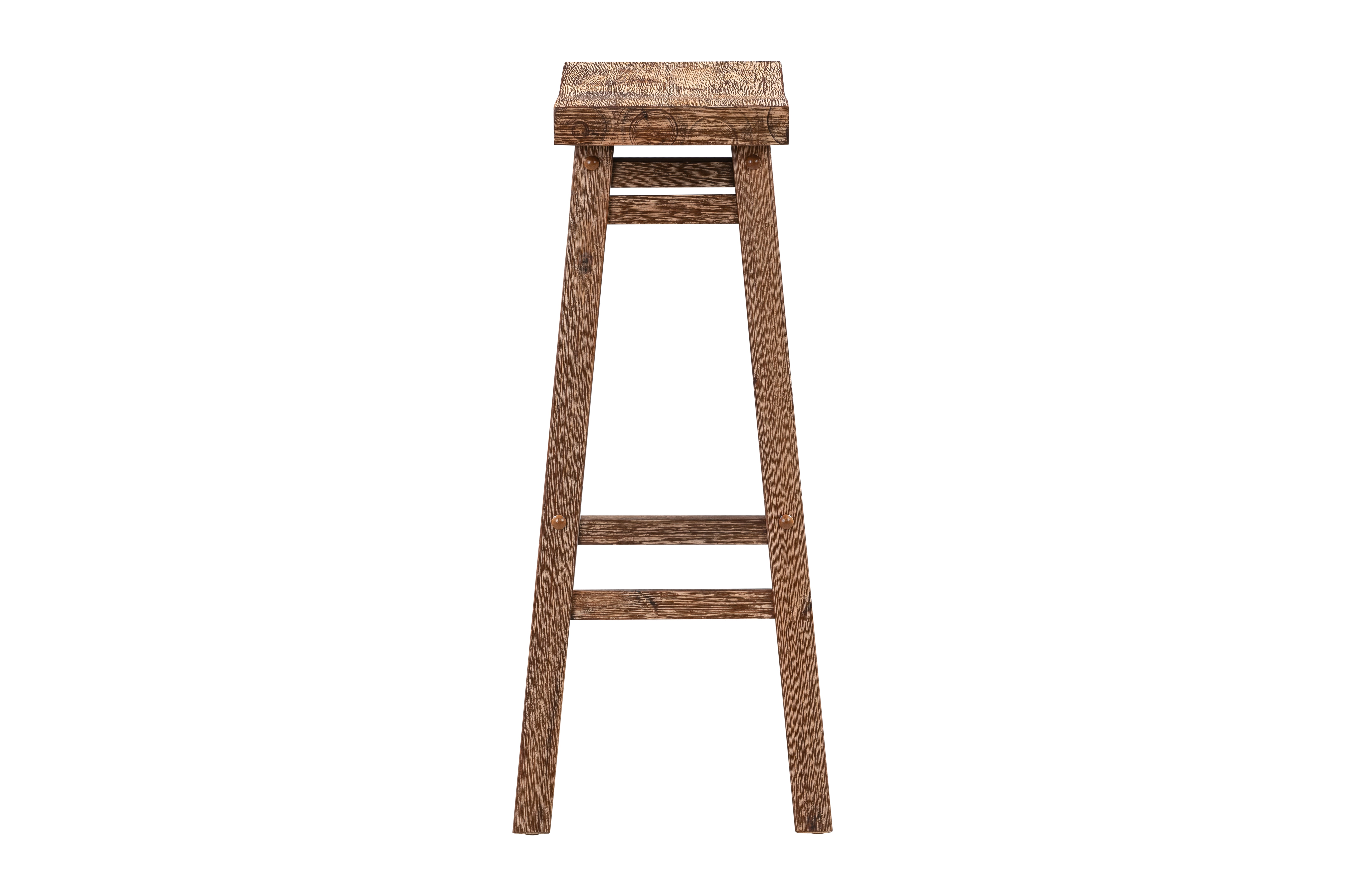 Boraam Sonoma Bar Height Backless Saddle Wood Kitchen Bar Stool, Barnwood Wire-Brush Finish