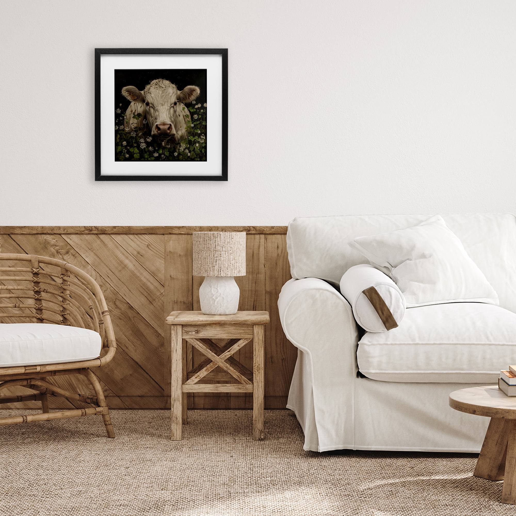 Stupell Industries Cow in the Green Meadow Black Framed Print Under Glass, design by Creative Studio