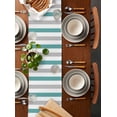 thumbnail image 3 of Table Runner 90 Inches Long for Kitchen Dining, Teal Grey Stripe Dresser Scarf Farmhouse, Dining Table Decorations for Wedding/Parties, Modern Farmhouse Vertical Striped 13 x 90 In, 3 of 8