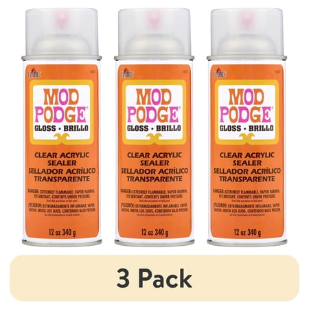 (3 pack) Mod Podge Clear Acrylic Sealer Spray, 12 fl oz., Gloss