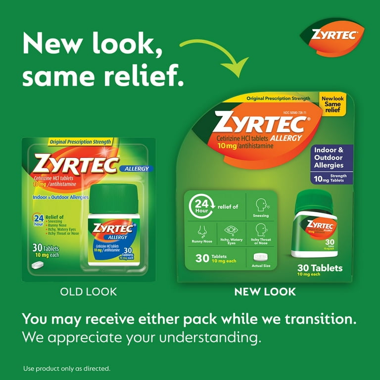 Zyrtec 24 Hour Allergy Relief Antihistamine OTC Medicine