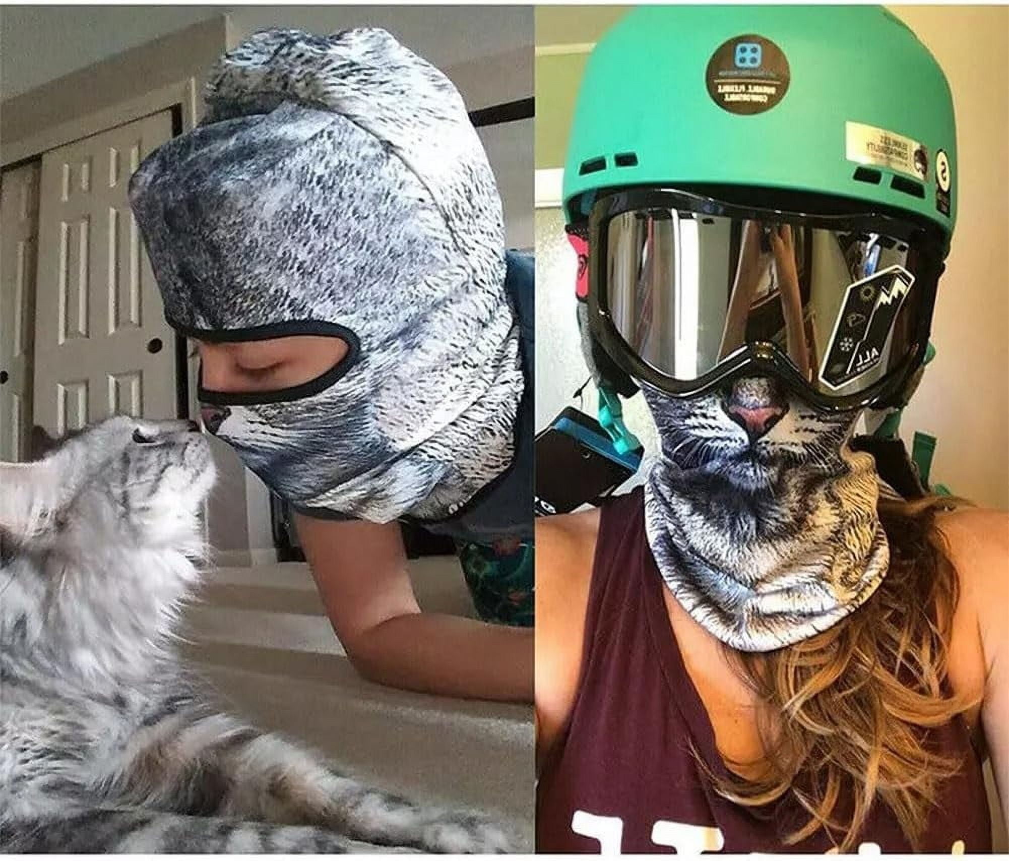 3D Cat Ski Balaclava Sheisty Face Mask with Ears,Cute Full Face Hood Mask Animal Ski Mask for Riding Sports Outdoor(Style F)