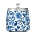 thumbnail image 7 of Yayeee Ashtray with Lid for Cigarette Smokeless Stainless Steel Home Ash Holder, Blue Floral Pattern, 7 of 7