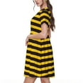thumbnail image 4 of Ratiio Bee Stripe Print Women's Short Sleeve Dress - Casual A-Line Dress with Side Pockets, Elastic Waist, Comfortable and Breathable Summer Dress, 4 of 8