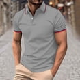thumbnail image 2 of Sentmoon Mens Spring Outfits Plus Size Loose Turndown Collar Breathable Mens Blouse Button up Short Sleeve Shirts for Men Fashion for Boating Gray XXL, 2 of 5
