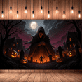 thumbnail image 3 of Spooky Design Halloween Banner Skeleton Pumpkin Decoration Haunted Graveyard Scene for Halloween Party Outdoor Indoor, 3 of 9